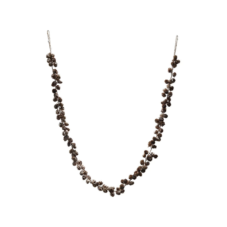 Pinecone Garland with Glitter & Jute Cord
