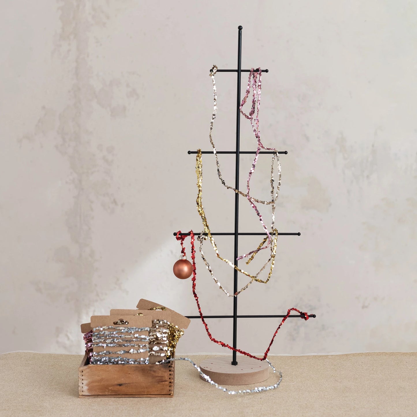 Red String Glitter Garland