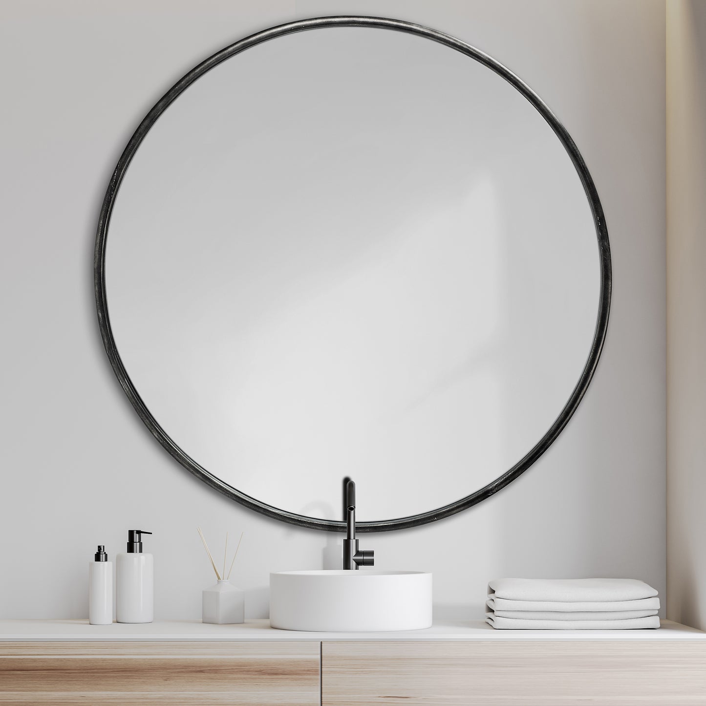 Preston Large Black Wall Mirror