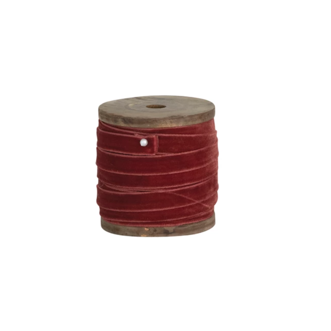 Velvet Ribbon on Wood Spools