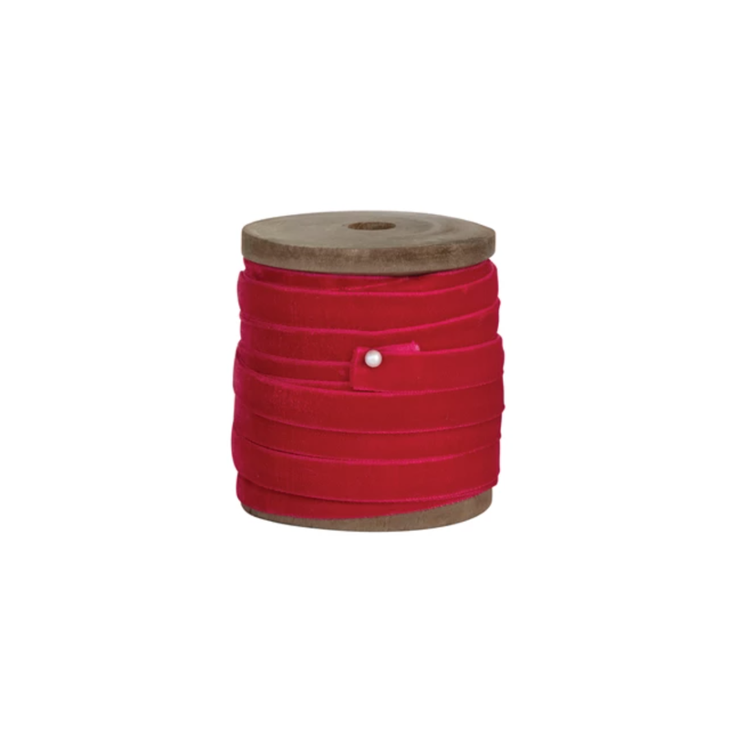 Velvet Ribbon on Wood Spools
