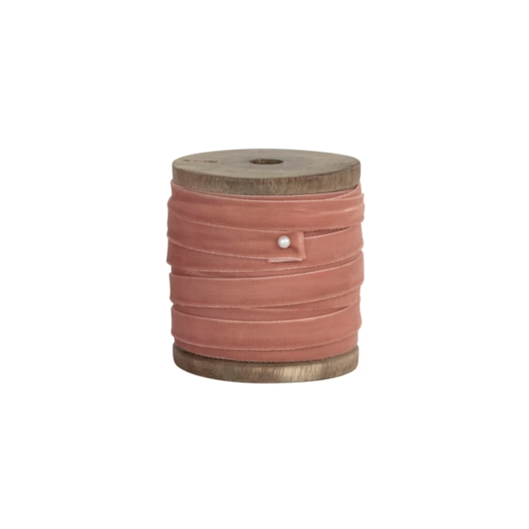 Velvet Ribbon on Wood Spools