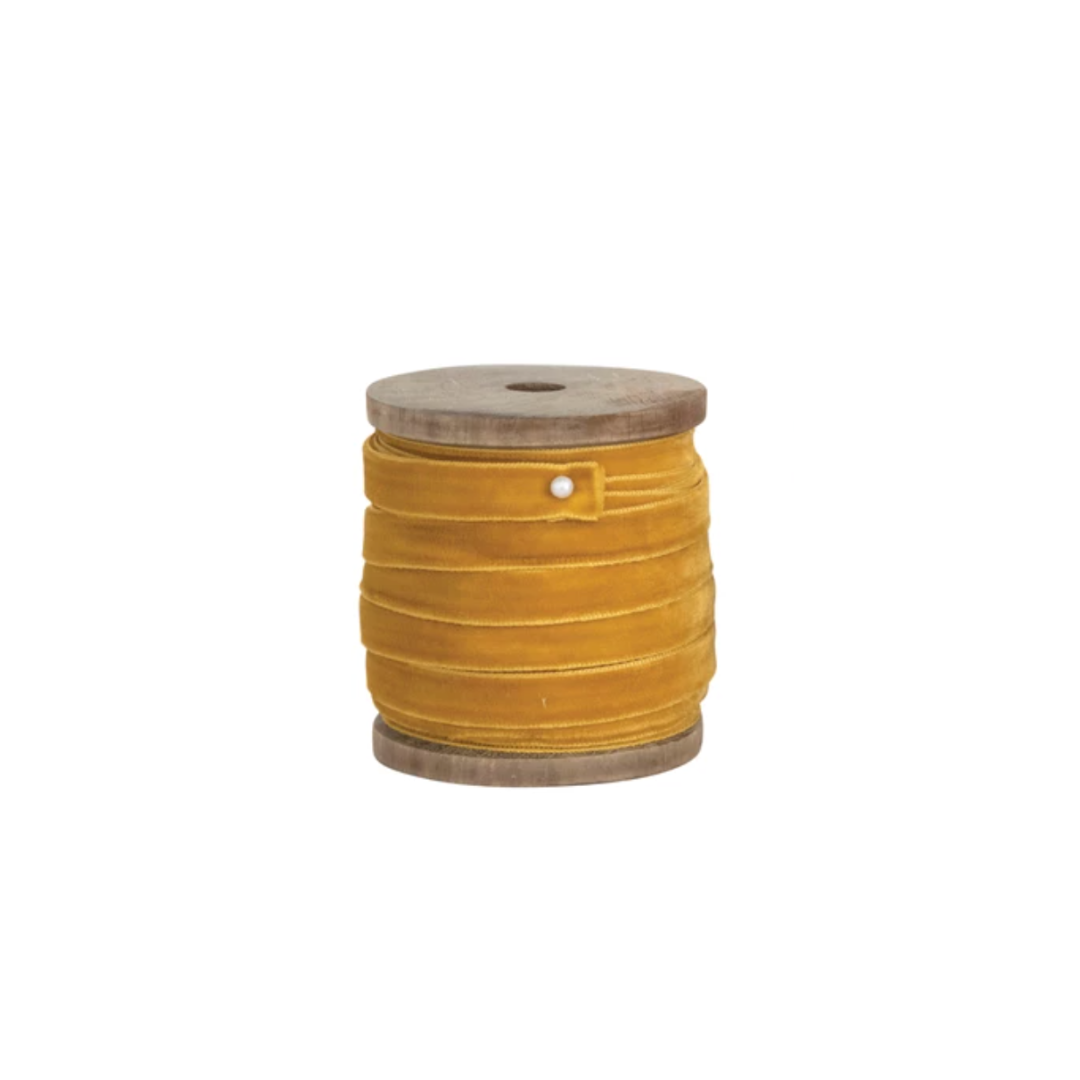 Velvet Ribbon on Wood Spools