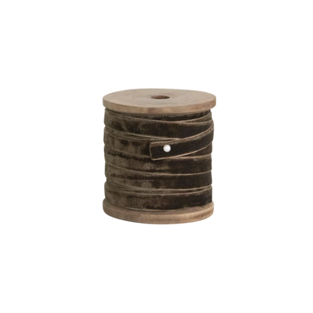 Velvet Ribbon on Wood Spools