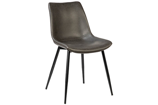 Grey Leather Dining Chair Set of 2