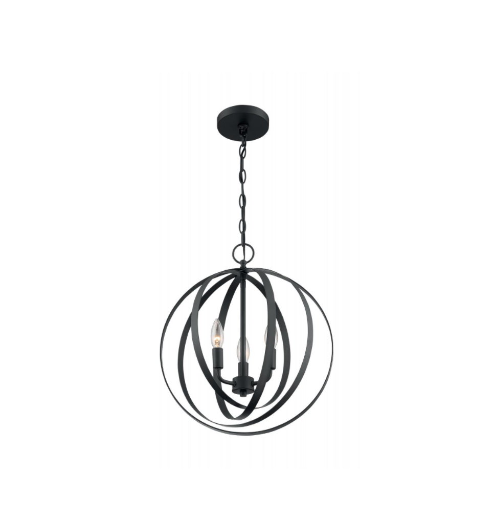 Penny 3 Light Matte Black Pendant