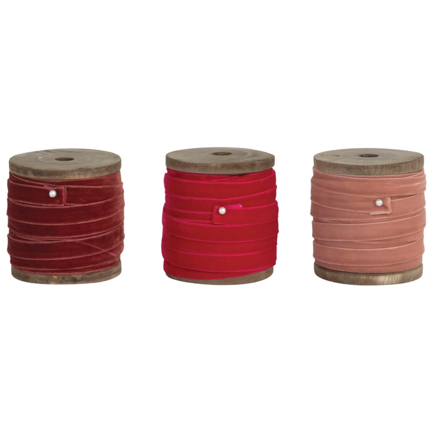 Velvet Ribbon on Wood Spools