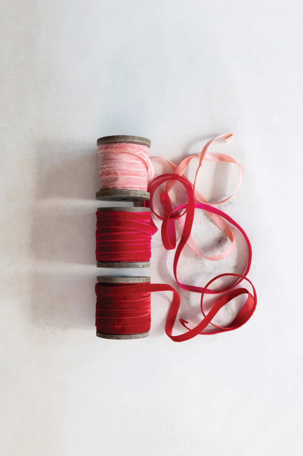 Velvet Ribbon on Wood Spools