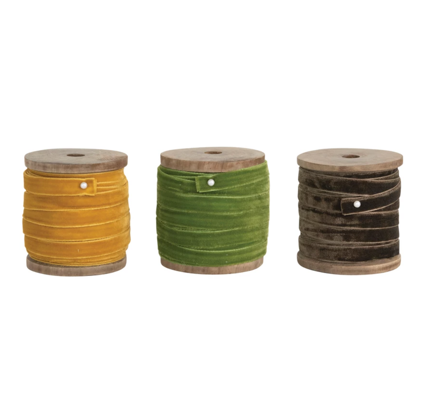 Velvet Ribbon on Wood Spools