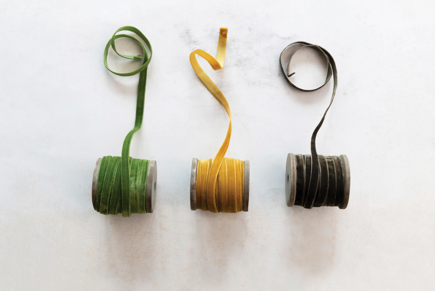 Velvet Ribbon on Wood Spools