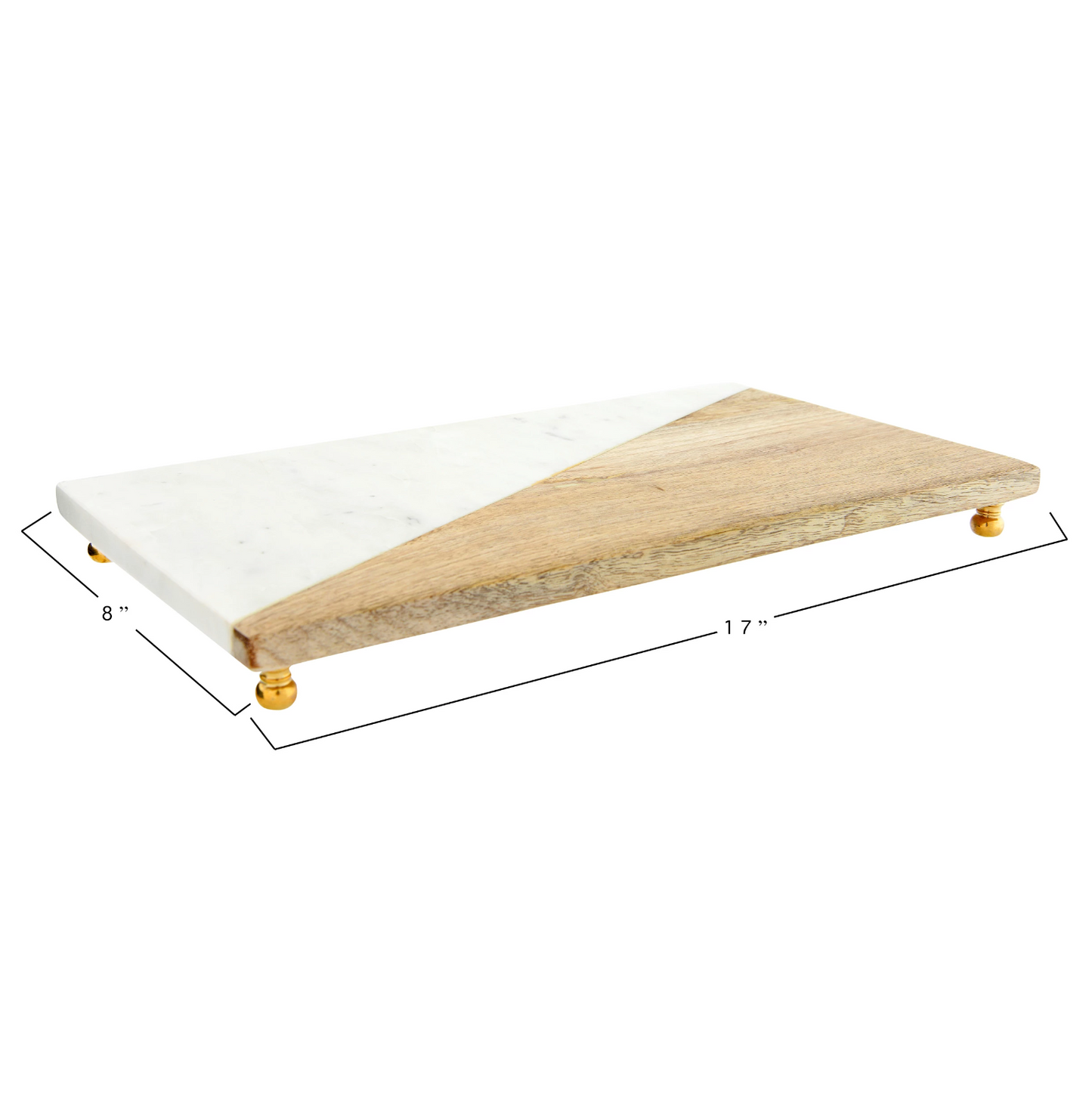 Marble Serving Tray with Brass Feet