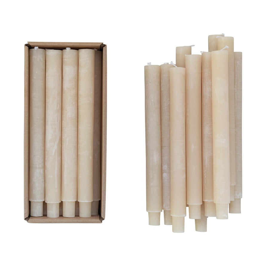 Unscented Taper Candles, Powder Finish, Set of 12