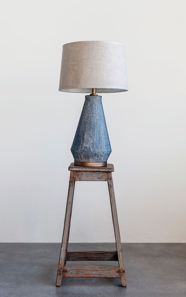 Blue Textured Glaze Table Lamp