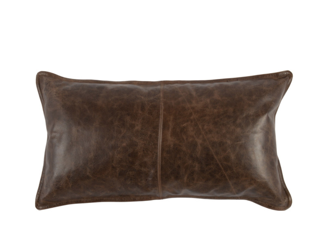 Parsons Cocoa Leather Lumbar Pillow