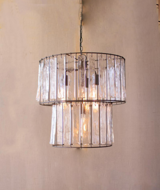 Two Tiered Light with Glass Chimes